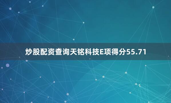 炒股配资查询天铭科技E项得分55.71